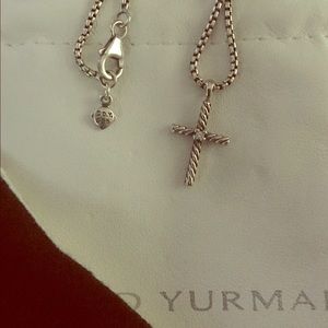 David Yurman Petite Diamond Cross Necklace